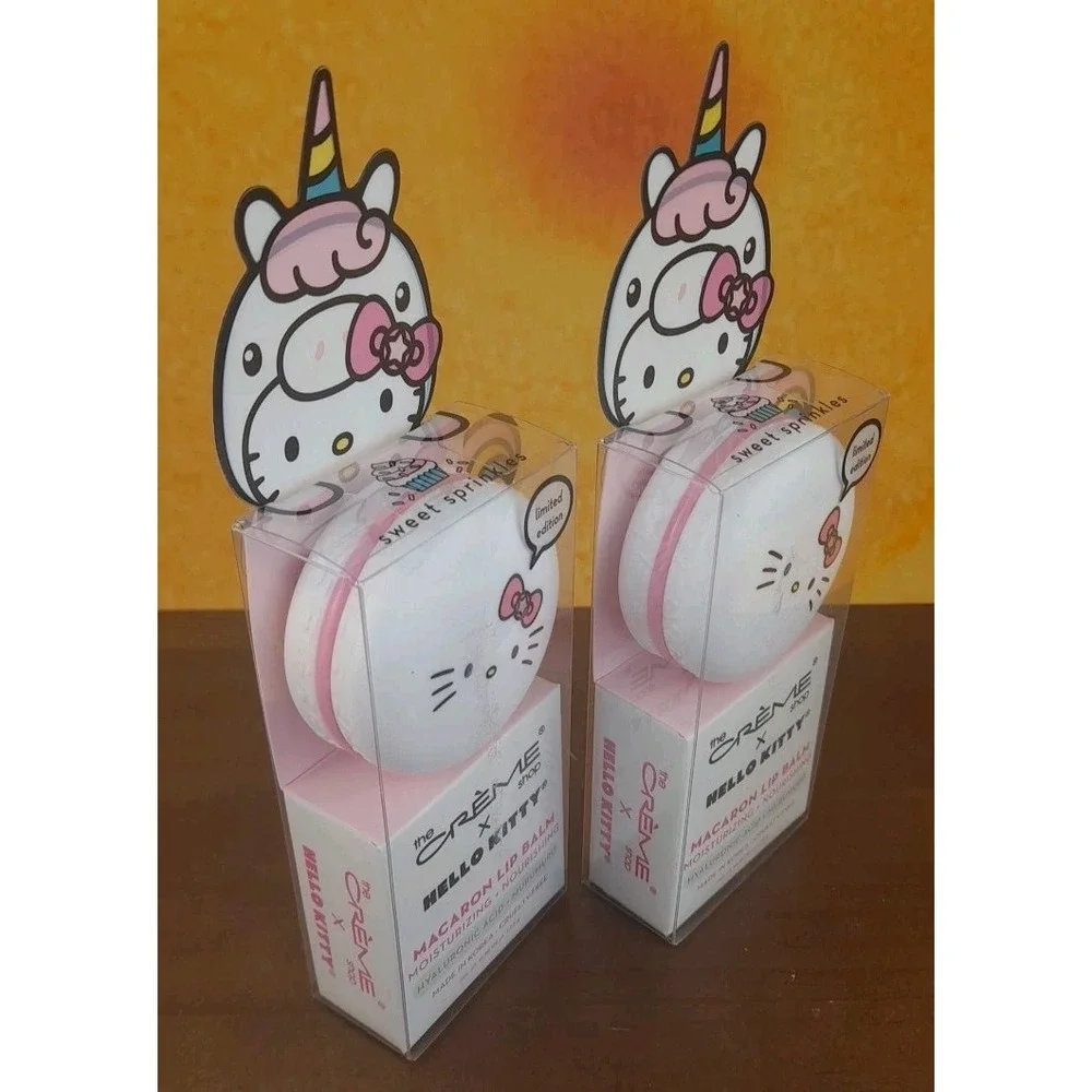 The Crème Shop x Sanrio HELLO KITTY MACARON LIP BALM Sweet Sprinkles Set Of‎ 2